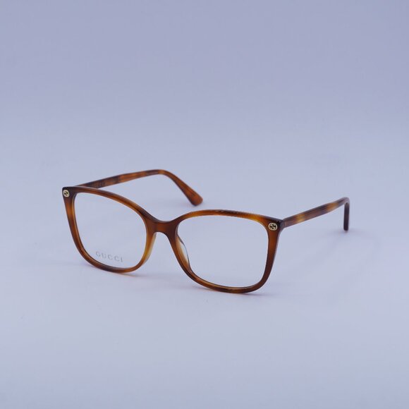 Gucci GG0026O 006 Eyeglasses Light Havana 53mm Cat Eye Frame - Picture 1 of 10